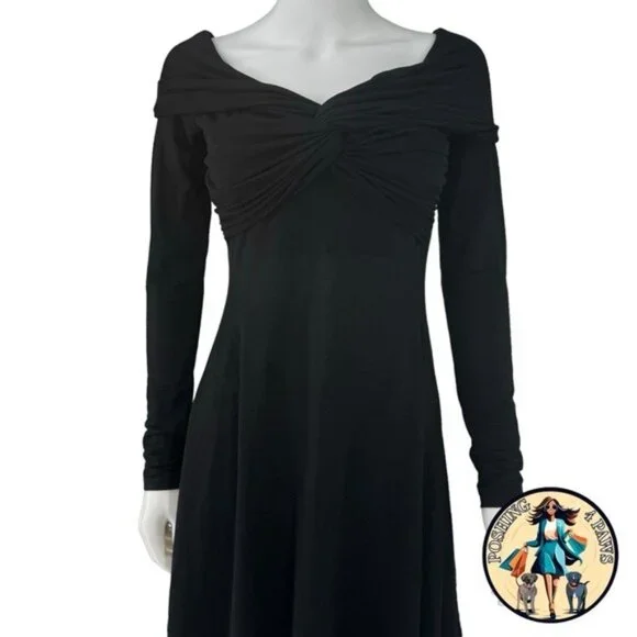 Moon River NEW Black Off the Shoulder Long Sleeve Jersey Knit Maxi Dress Size M - Picture 5 of 11